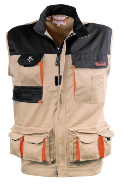 GILLET MULTITASCHE" KAPRIOL " BEIGE/NERO " KAVIR "ART. 3150