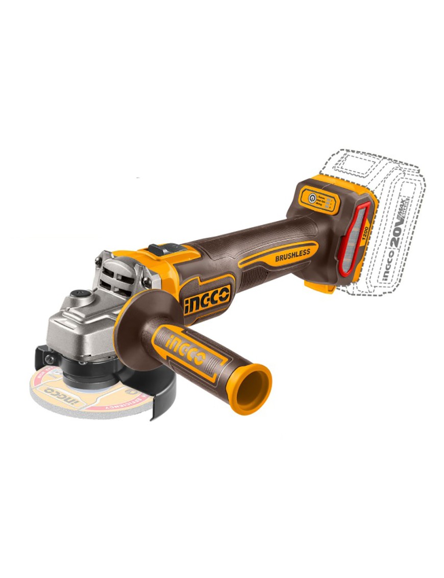 Ingco-CAGLI221253E-Smerigliatrice-Angolare-a-Batteria-20-V-125-mm-1200-W-Solo-corpo